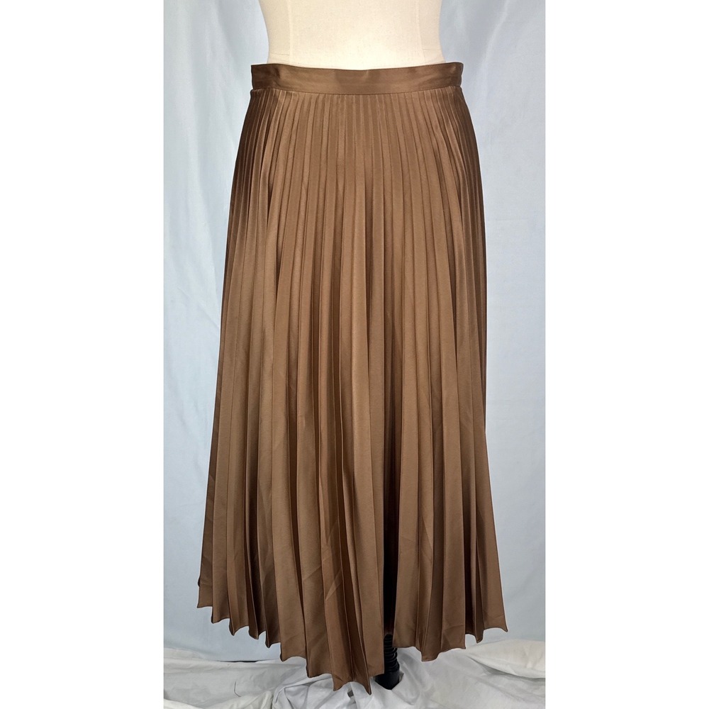 Dino Valiano Vintage Bronze Brown Pleated Midi Skirt Made West Germany 30 Waist
